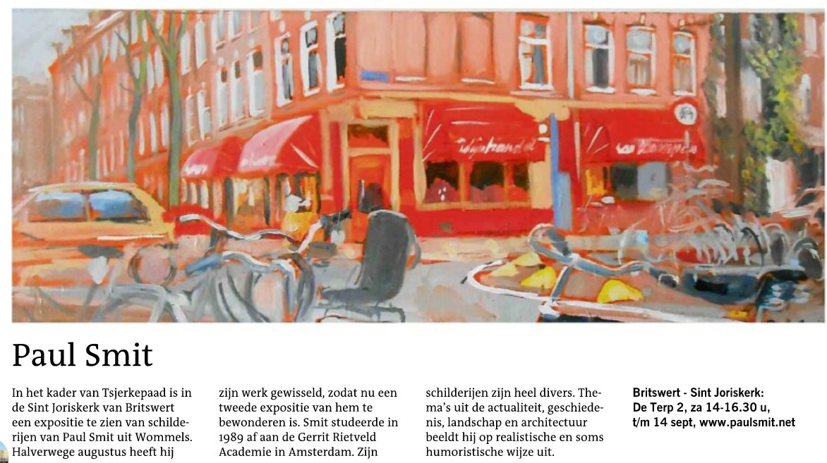 Paul Smit wie ek dit jier wer kreatyf dwaande op it festival. Yn de LC stie okkerdeis noch in moai artikel oer syn eksposysje. Noch te sjen kommende sneon yn Britwert