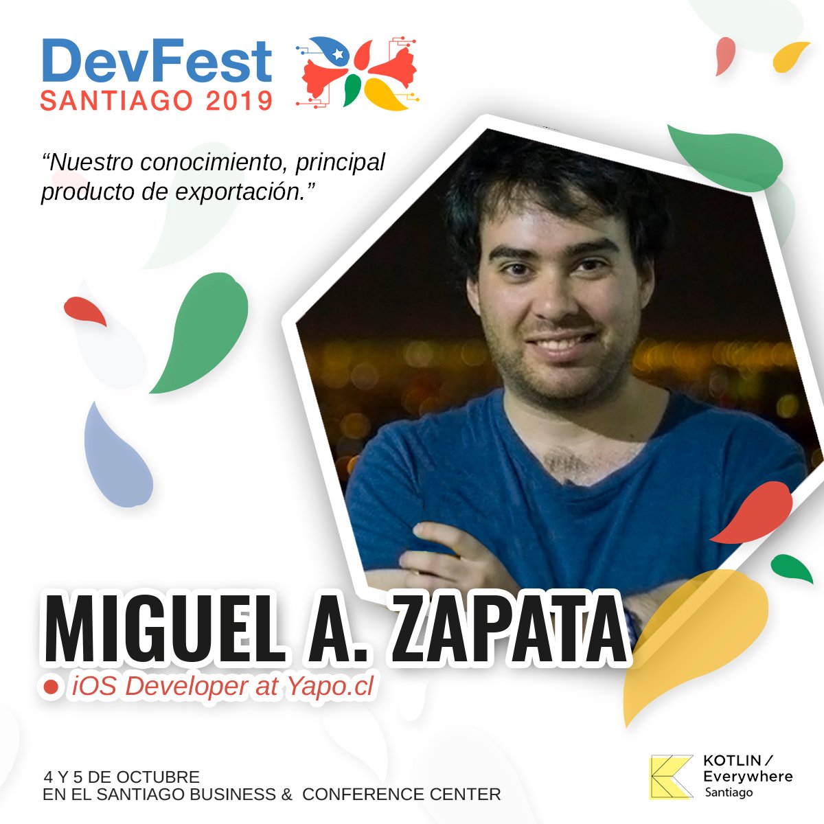 Tenemos el agrado de anunciar que @mzapatae_ iOS Developer en <a href="/yapocl/">@yapocl</a> será speaker en el DevFest Santiago 2019! Estamos muy felices de tener a tremendo desarrollador en nuestro evento! No se lo pierda este 4 y 5 de octubre. devfest.cl
#gdg #devfest19 #devfestsantiago