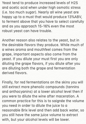 EnoQuestions's tweet photo. Here's a #WednesdayWisdom question for you:

Question: If you want to lower alcohol content in wine, why is it better to add water to unfermented must than to the finished wine?

#enoquestions #winemaking
Answer: https://t.co/qe81KxRJn7