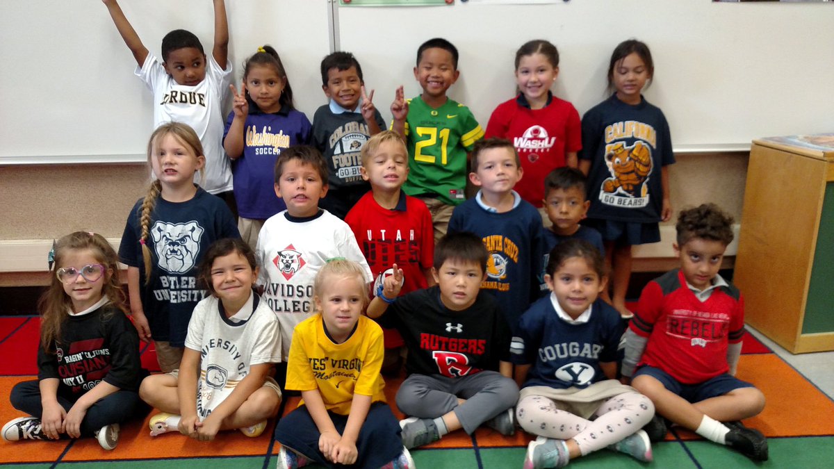 Mr. Adkins got college shirts donated for his whole class! They borrow one each Wednesday and the next Wednesday get to wear a new one. Now that’s #thebulldogway! 🐾