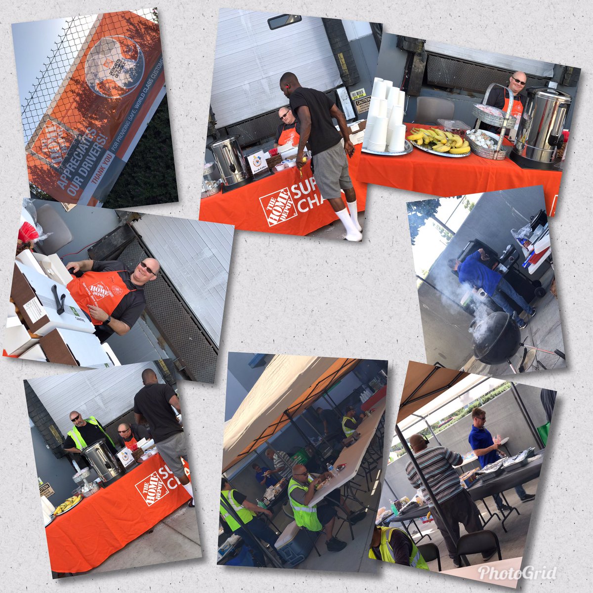 In honor of #DriverAppreciationWeek @JonathanW_HD out here passing out pastries, bagels, coffee, sodas and water AND some BBQ!! @JLee_5642 @5641J @ixo172 @RobertLA5641  @ErikThd @KWadeTracy5641 @john_abrantes @lennyatdepot #THDDriverAppreciation