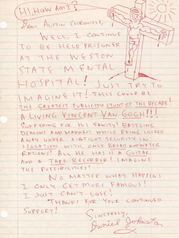 RIP Daniel Johnston. 

I highly recommend scrolling through the Instagram feed of his former manager, Jeff Tartakov, which is filled with Johnston's letters (like this one), and his fantastic artwork: instagram.com/stress_records…