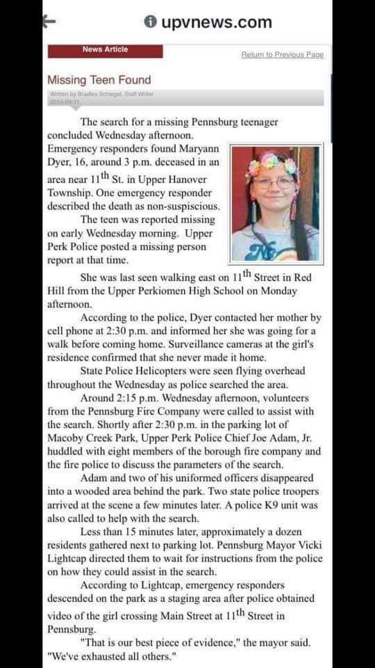 PAFirePoliceEMT's tweet photo. BREAKING NEWS
MISSING 16YR OLD GIRL FOUND IN A WOODED AREA LATE WEDNESDAY AFTERNOON. 
#MBAdmin #MBIP1A https://t.co/iAuCJFsUqm