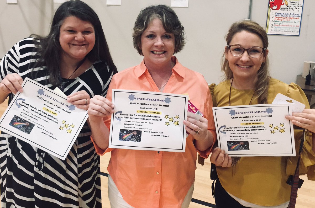 Big congrats to our September Staff Members of the Month! Mrs. Gill, Mrs. Sullivan, and Mrs. Trestain! Jeans for a week and a gift card! #PiratePride