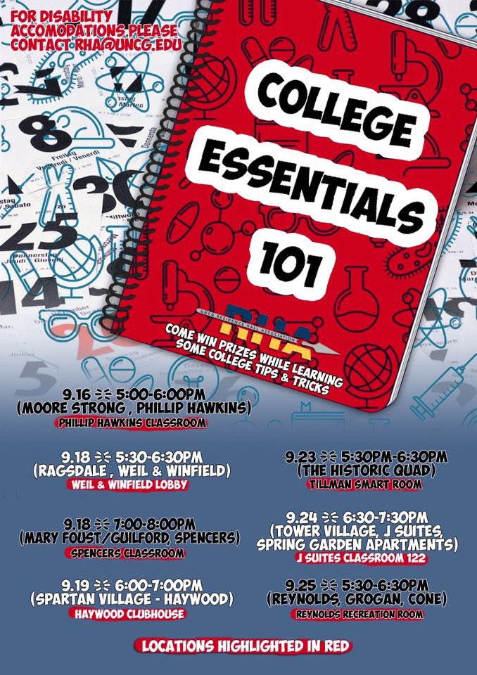 🚨EVENT ALERT 🚨 Come win free prizes while learning about some college essentials ! Check the flyer to see your building dates and locations 💛💙 #uncg #uncgrha #uncg23 #uncg22 #uncg21 #uncg20