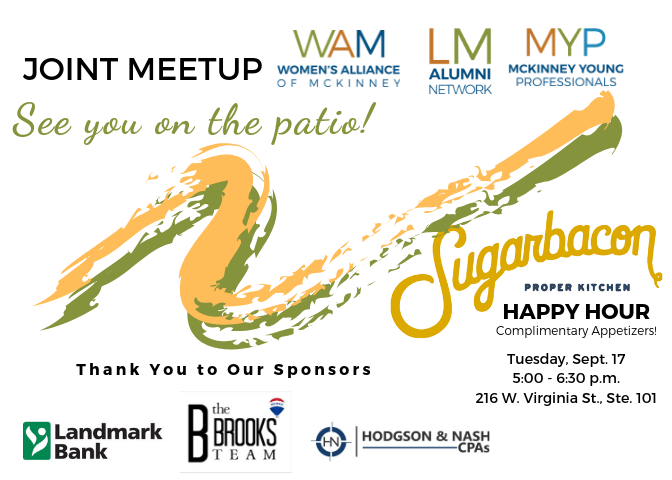 McKinneyYP's tweet photo. Joint Meetup - MYP, WAM and LM Alumni Network https://t.co/fAlmwXchI5 https://t.co/oq4pytnjxT