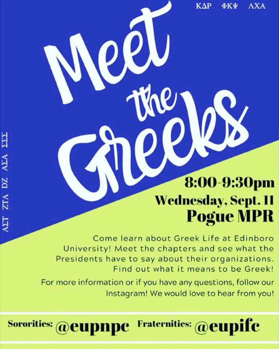 ast_eup's tweet photo. Still not sure if you’re interested in Greek life?? Tonight’s your chance to learn more and meet more of us Greeks! Can’t wait to see everyone‼️ https://t.co/ixJlU06xEo