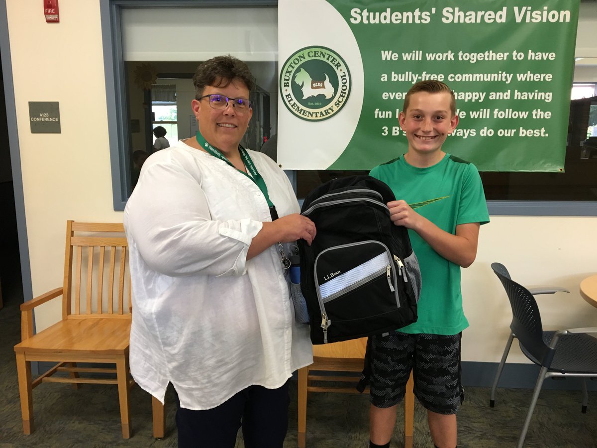 This is what giving back looks like!  Our former student won two fully loaded backpacks in a contest and decided to donate one to our school for a child in need.  💚#otherpeoplematter #culturize #bonnyeagle #BCES #KindnessMatters