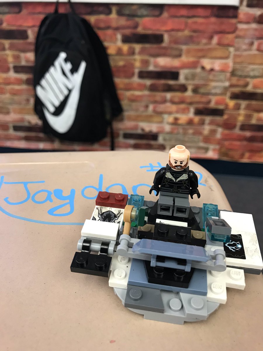 j_ludecker's tweet photo. One of my students made this LEGO for me! He said he could just take the head off of Captain America and draw on a beard since I look just like him... It’s me at my desk in 3036 so it looks like I’m in the teaching game for the long haul! #WhyWadsworth https://t.co/Kj6hlNlgQn