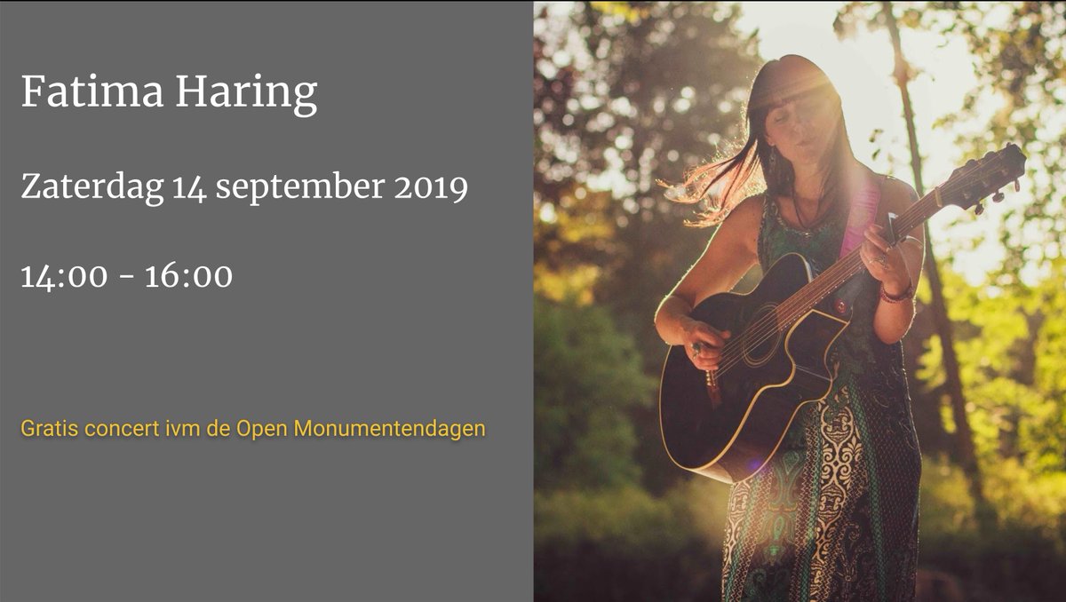 GRATIS concert Fatima Haring bij Het Oude Gemaal #Heerhugowaard op Open Monumentendag. Het wordt lekker weer voor een terrasje met live muziek en een snufje cultuur.....
