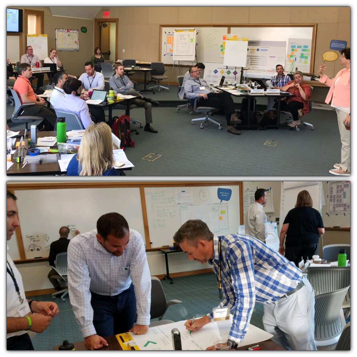 NDExecED's tweet photo. Participants of the Certified Innovation Mentor Program are on the campus of Notre Dame this week. Here is a glimpse of the activity in the Stayer Center for Executive Education. #innovation #NDExecEd #professionaldevelopment https://t.co/NXYhZ0LdDO