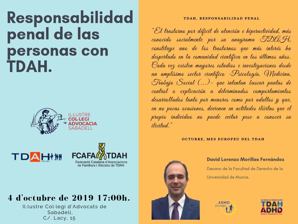 Cada año el mes de octubre es el mes de visualización del TDAH , este año la Federación Catalana ha impulsado conjuntamente con las Asociones del territorio diferentes actos . En VALLES hacemos este .