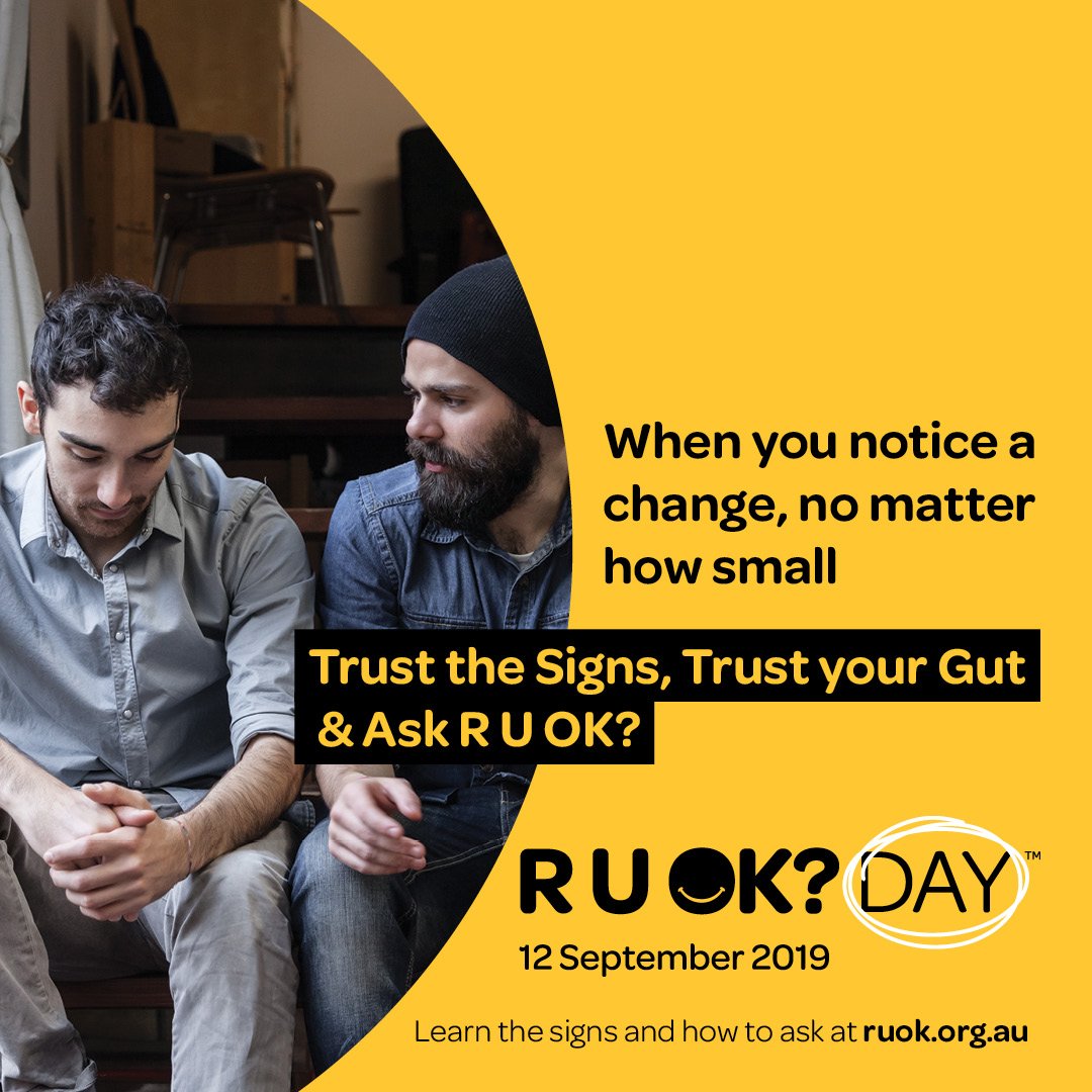 Today is national RUOK? Day, which means we'll be taking some time out - as a team, to talk about how we can support eachother through genuine conversation #ruok #ask #teamwork #ECC  bit.ly/ruok2019?platf…