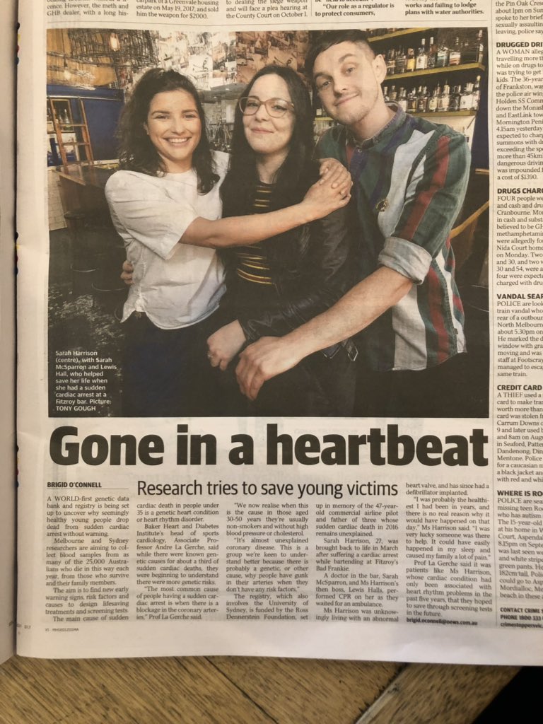 A fantastic success story cared for by @StVincentsMelb. We hope to increase rates of cardiac arrest survival and our understanding of its causes through the work of the @UCDP_Australia launched through <a href="/BakerResearchAu/">Baker Institute</a> today.