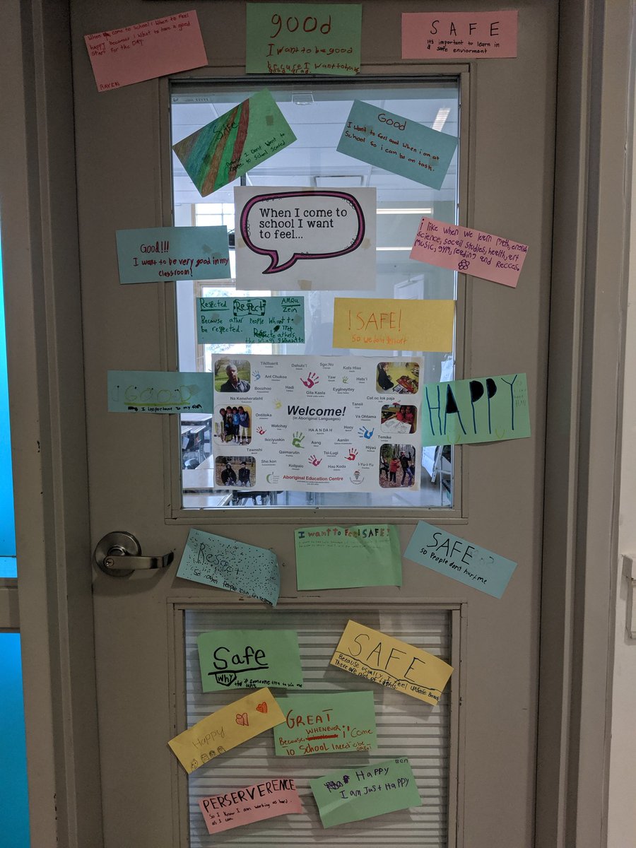Inspired by twitter to decorate our door thinking about the space we want to enter. Feeling safe was a common thought  #StudentVoice #ThirdTeacher