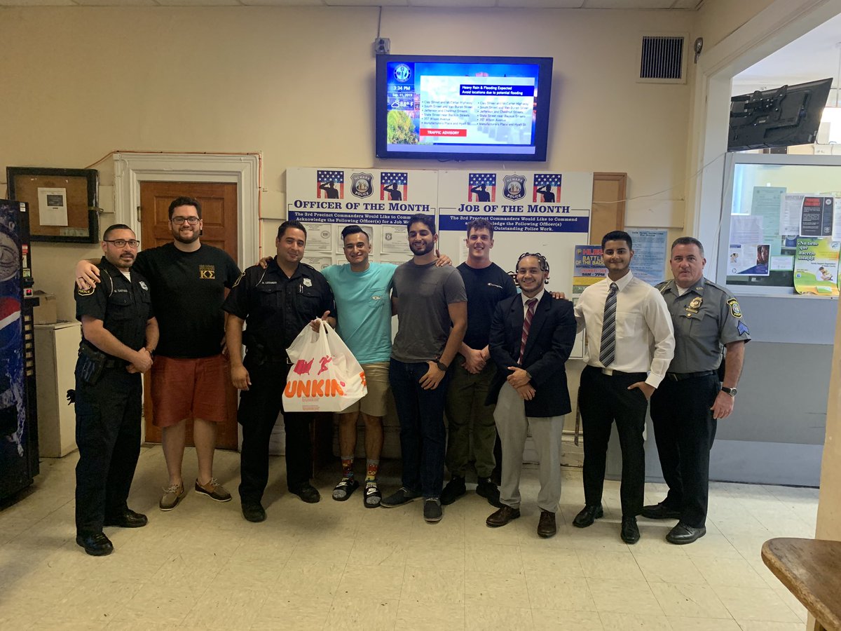 Today was first responders day. A day to remember those lost in the 9/11 attacks and to thank those who helped. As a way of giving back, our brothers visited the Newark 3rd Precinct to thank our local first responders for their service. #kappasigmacares #Newark