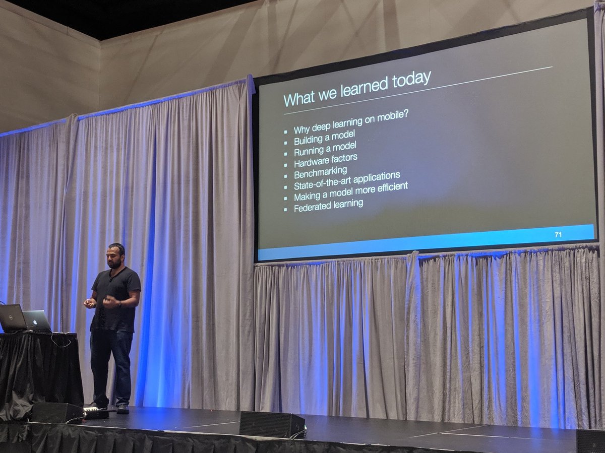 margaretmz's tweet image. &quot;#DeepLearning on Mobile&quot; talk by @MeherKasam at #OReillyAI. Looking forward to the publication of @practicaldlbook by @MeherKasam , @AnirudhKoul and @SiddhaGanju!