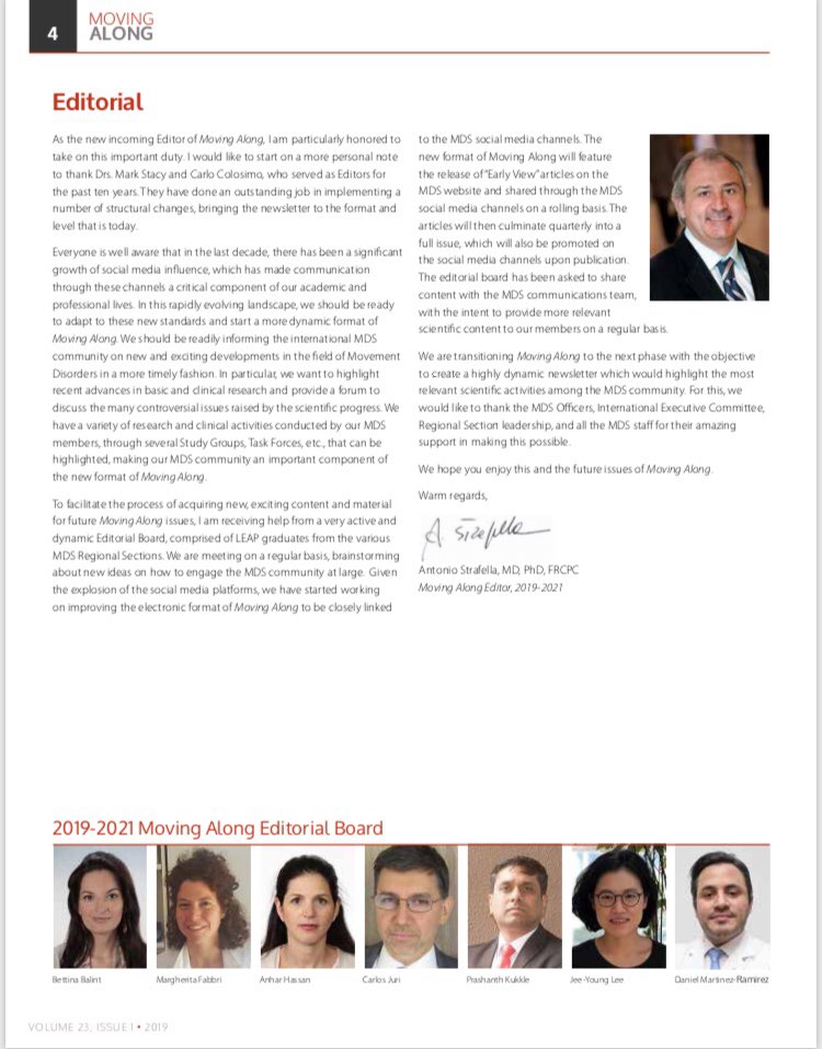 drdanielmtz's tweet photo. Proud to be part of the new Moving Along Editorial Board! Our goal is to “create a highly dynamic newsletter highlighting relevant scientific activities among MDS community.” @APStrafella @movedisorder 
.
👉🏽 https://t.co/oAMQfEPmkn
.
#mdsmovingalong #mdsleapprogram #newsletter https://t.co/wCZWZo6G41