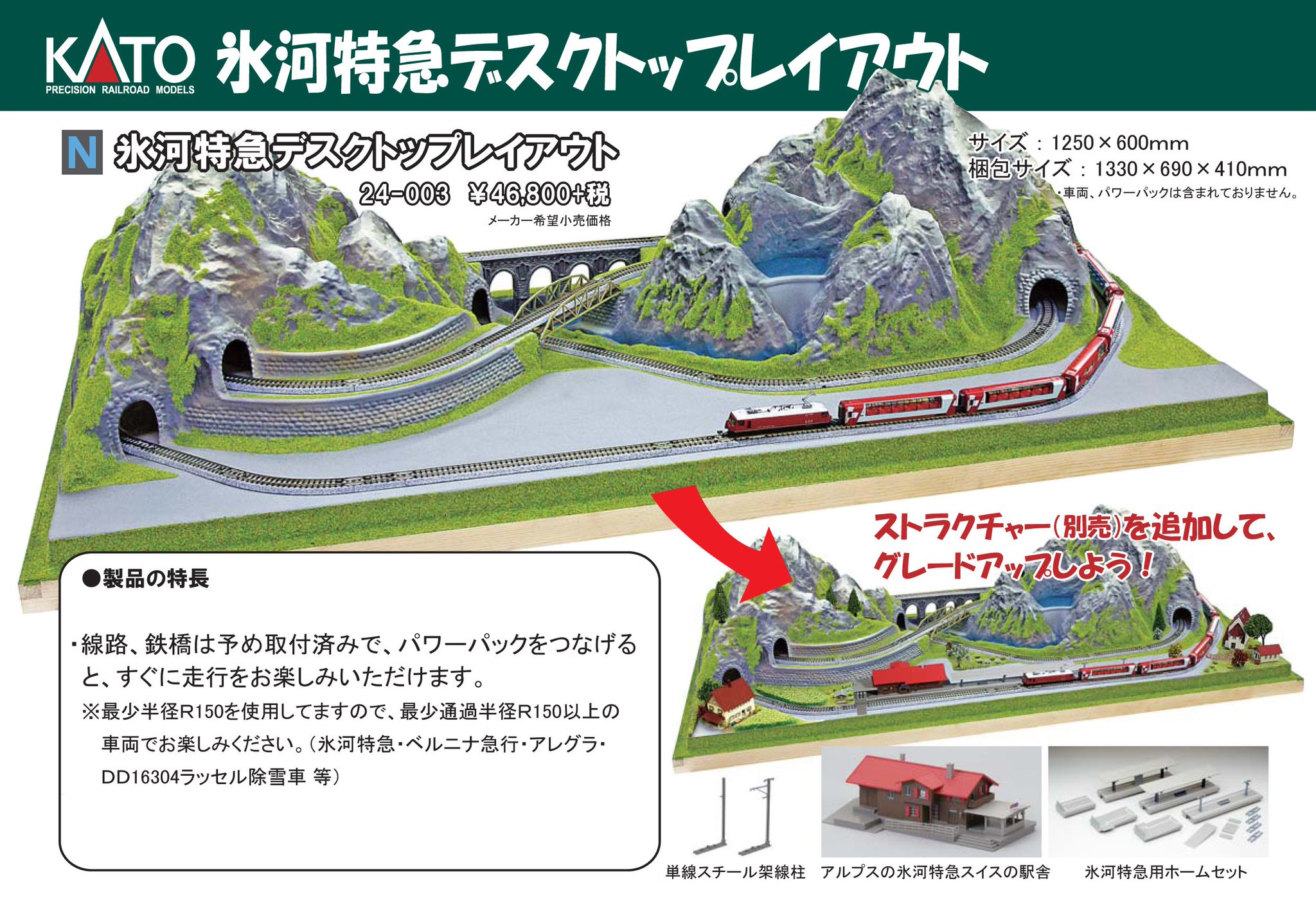 引取限定 KATO アルプスの氷河特急 デスクトップレイアウト 加工品 N