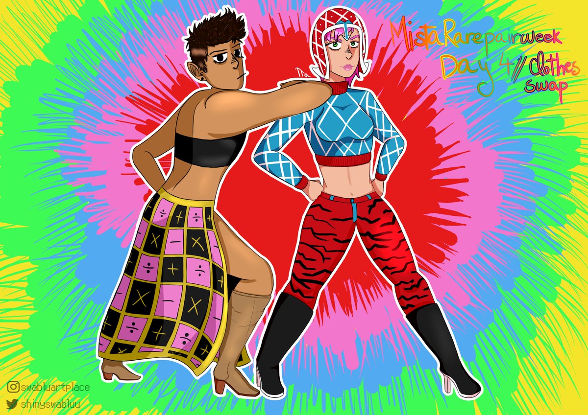 shinyswabluu's tweet photo. #mistararepairwk @mistararepairwk  #mistrish day 4: clothes swap! https://t.co/ZDkFozeBlx