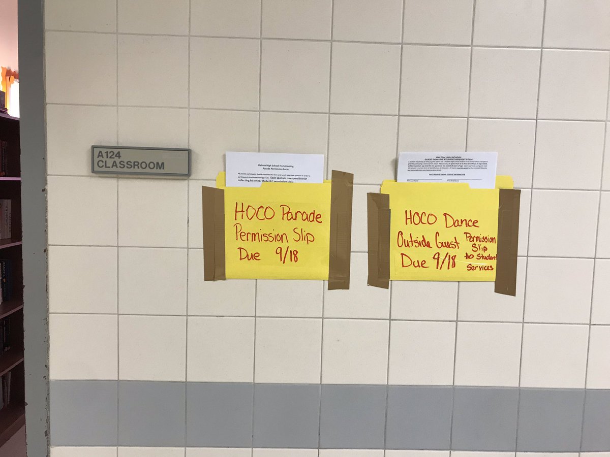 THEHALTOMHIGH's tweet photo. If wanting to participate in the homecoming parade, go pick up a slip at room 124 and turn it in by September 18 https://t.co/dlITYwwHmN