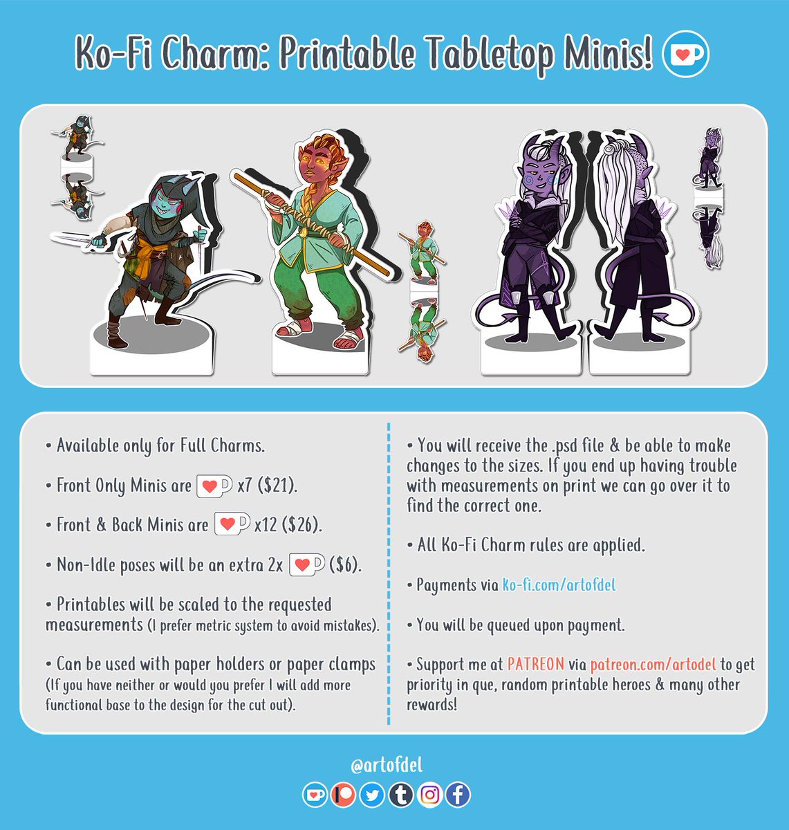 artofdel's tweet photo. #KoFiCharms 💖☕ and Printable #TabletopMinis ♟

RTs are appreciated, and they are more helpful than likes. 💜✨ https://t.co/wEXx08n5hB