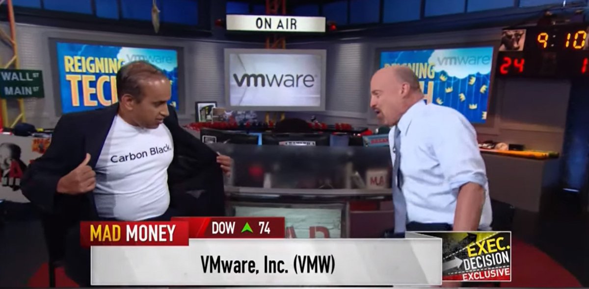 spoonen's tweet photo. Enjoyed talking w/ @JimCramer @MadMoneyOnCNBC on:
1) @VMware "birthright" to go big w/ #Containers #Kubernetes @Pivotal. Think #Tanzu = #ContainerWare
2) Our plans to revolutionize #Security w/ @CarbonBlack_Inc & more
3) Music & #RayCharles!:) Video @CNBC
https://t.co/UpKSC5kFgA https://t.co/U1HRE2Mra2