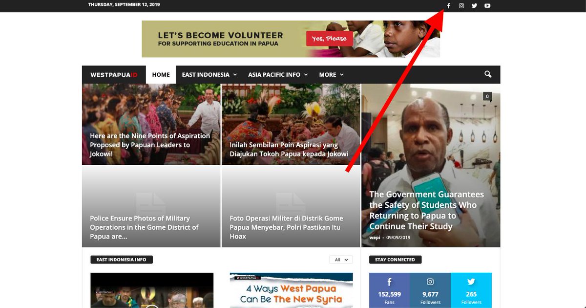 First, how did I find the  @facebook pages? The propaganda bots we got suspended by  @Twitter (above) had standalone websites. These linked to all of their social accounts. This website, for instance, was linked from suspended account  @West_Papua_ID