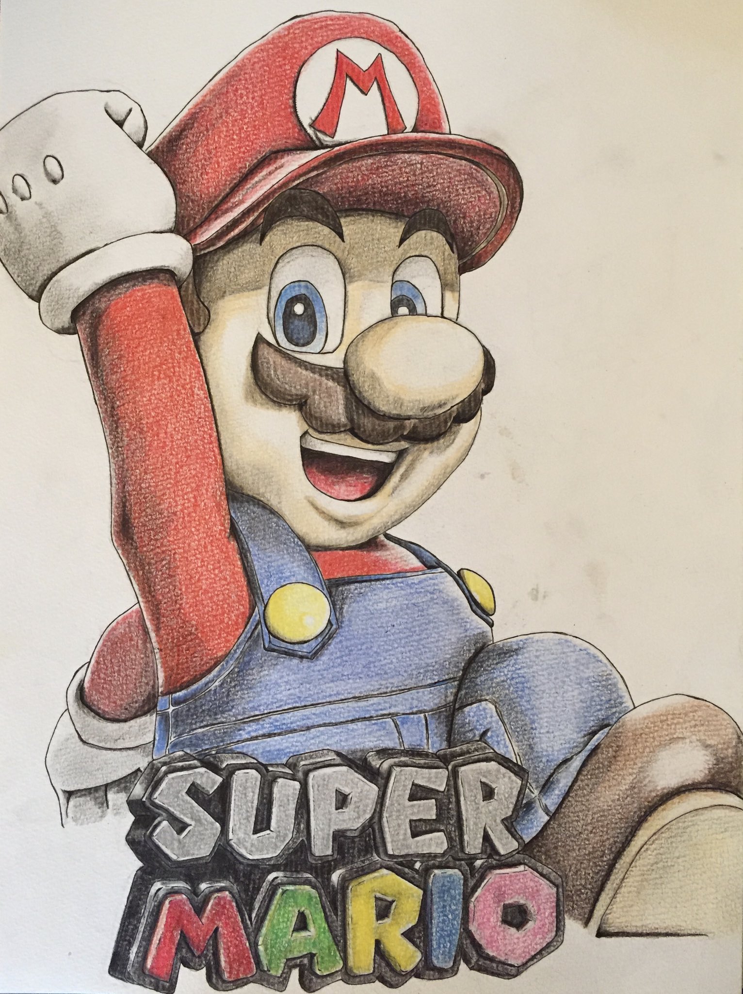 Twitter 上的 こち マリオを描いてみました 模写 スーパーマリオ アナログイラスト 絵描きさんと繋がりたい 左 白黒 色付き 右 T Co Hzx4tzquj8 Twitter