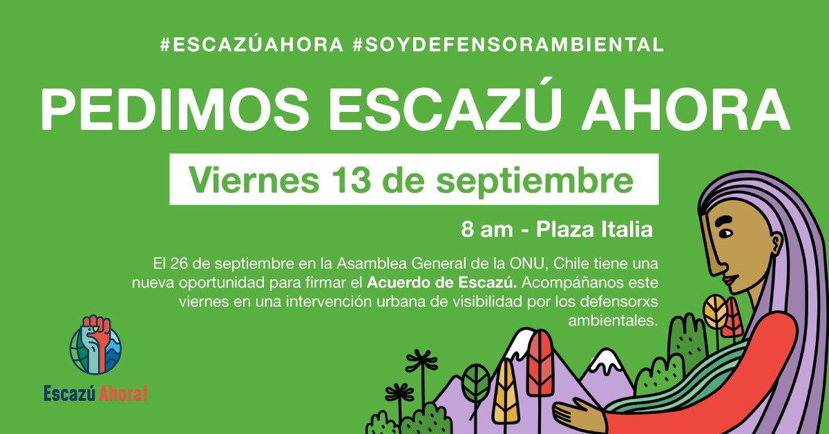 chile_mec's tweet photo. Este 26/09, Chile tiene la oportunidad para comprometerse con el medio ambiente y nuestro derecho como ciudadanos a participar de los temas ambientales que nos afectan.Acompáñanos este viernes a las 8:00 en Plaza Italia, donde haremos una intervención ciudadana por #EscazúAhora https://t.co/jHAe0HZgtd
