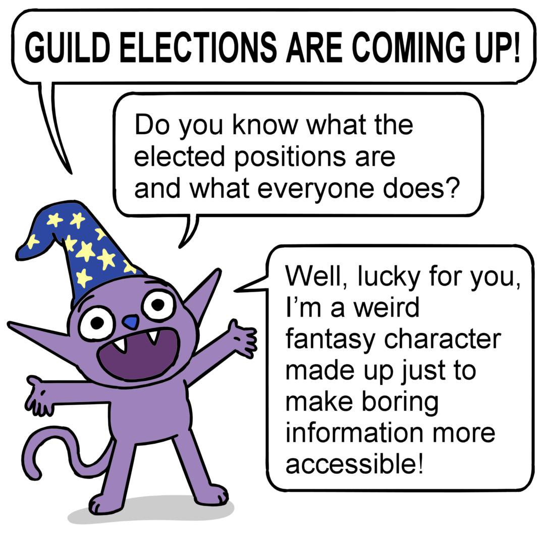 Guild elections are coming up! Learn more about the elected positions you can run for. (1 of 4)