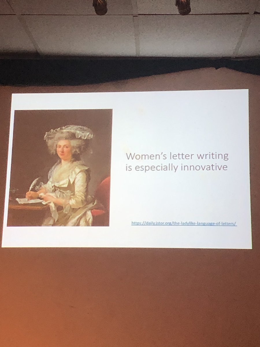 NerdNiteSC's tweet photo. Women’s letter writing is a site of linguistic innovation #NerdNiteSC @heatherfro https://t.co/uoXFvuAW9h