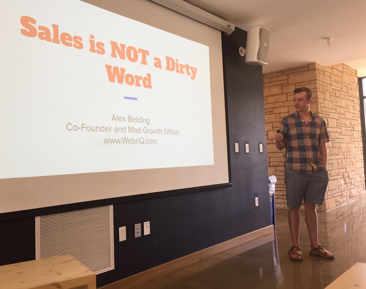 cosbdcpikespeak's tweet photo. Alex Belding of @WebriQgoesMad cleaned up the word “sales” for us in this workshop on how to get away from the stereotypes we place on sales, get used to the word "no" and create the mindset and strategies that will help businesses acquire customers. #COSStartupWeek #StartupWeek https://t.co/NdCSQh9sF5