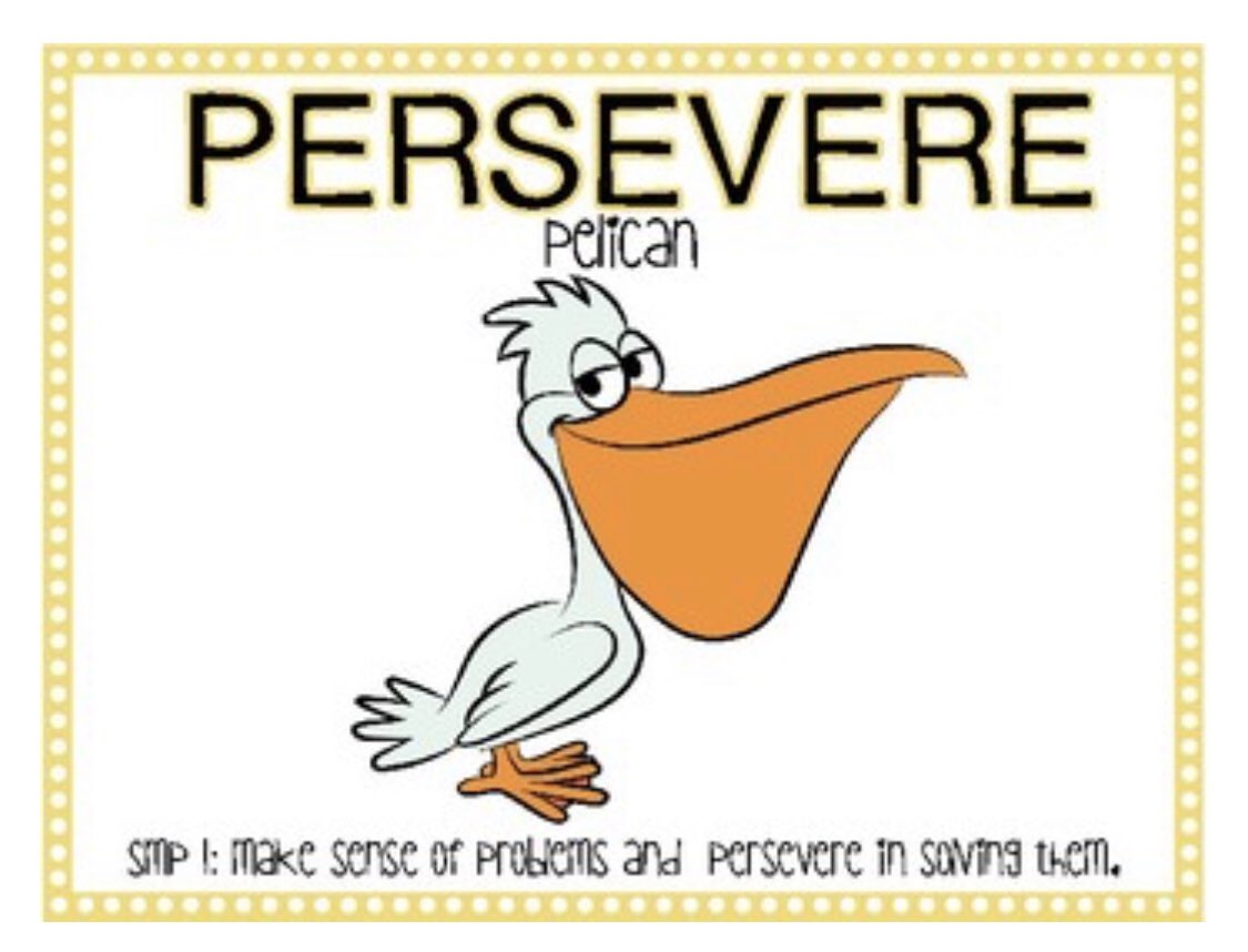 Mrs_ShannonRay's tweet image. Experienced SMP 1 after reading, “The Little Engine that Could.” Persevere Pelican is our reminder that we can do it! #fcpsmath