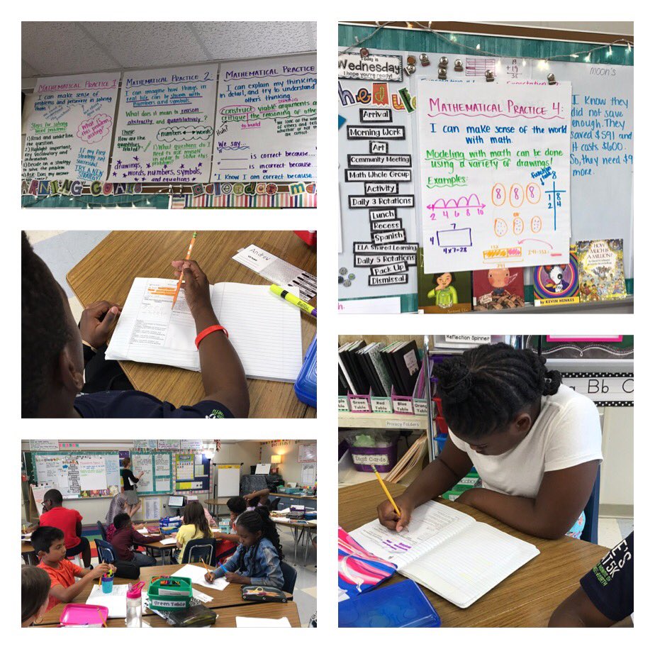 MFigola's tweet photo. A fourth grade focus on SMP 4 - Model with Math! @C_Colegrove4 Ss unpacked the objective, created a class anchor chart and applied their learning to real world situations @GlyndonES @Robinson2Tracy #whyiteach #oneofakind #keyinitiatives https://t.co/wHDnA45l4x