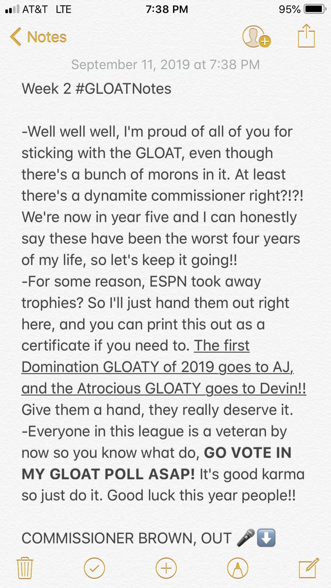 GLOATcommish's tweet photo. Week 2 #GLOATNotes for the brodies‼️‼️‼️ https://t.co/YF2LuJlIz0