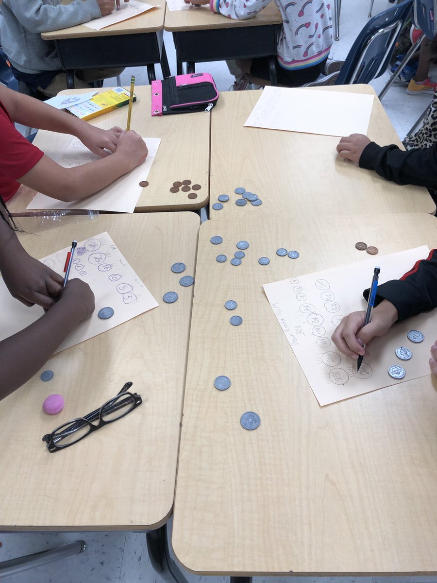 tice3rd's tweet photo. Third graders are learning to count a collection of coins. #onesmallstep #mathisfun https://t.co/E82ij1J1kj