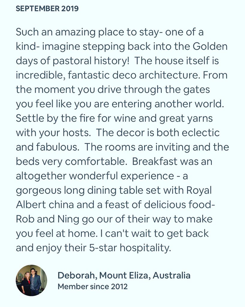 ning_clark's tweet photo. What a pleasure to have such lovely guests and leaving an amazing reviews! All 39 reviews we have on Airbnb and other messages on our guests book in the homestead makes us feel so proud and privileged to be able to share this to lovely people. Thanks Deb! 💐💕 https://t.co/CG1byhoNli