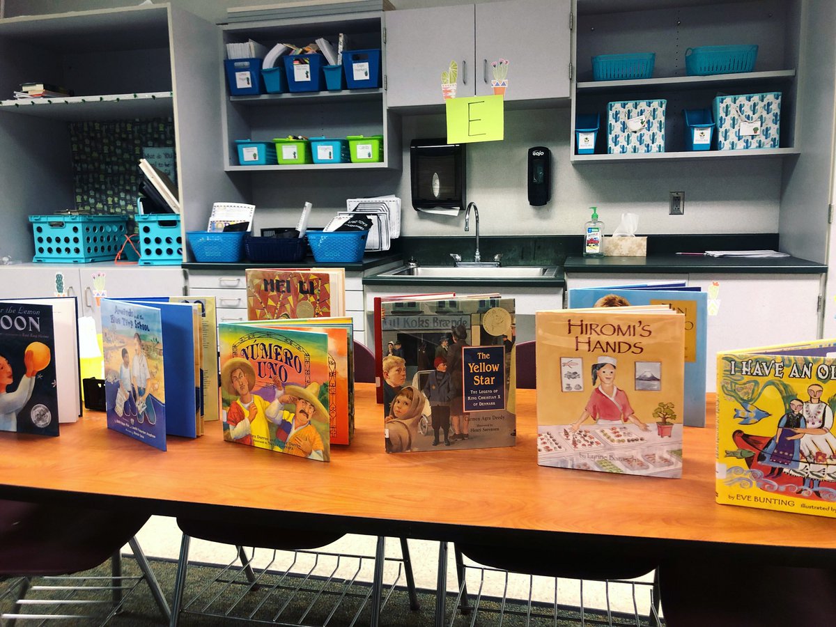 Warrick_at_Work's tweet photo. Who says fifth graders are too old for picture books? During rotations, students are able to pick a book to practice the reading skill for the week. Students can see themselves and their interests represented each week! #6standards #ELArotations #picturebooks #intermediate https://t.co/aTrI0PhGwD