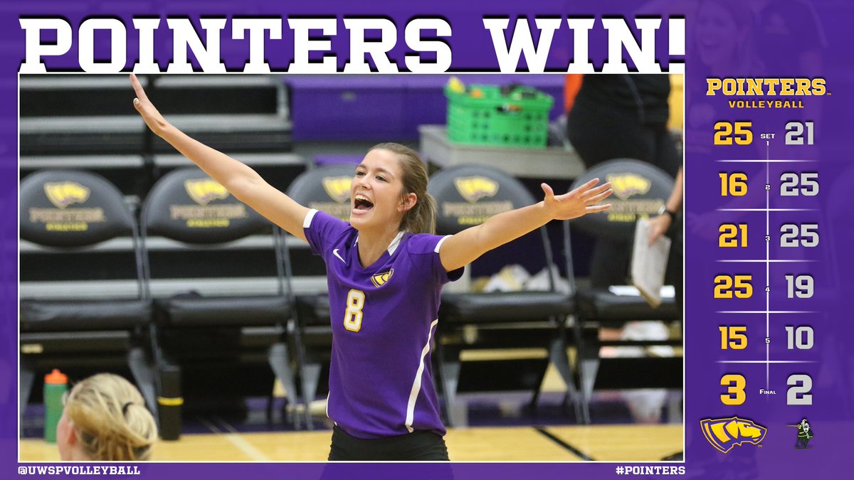 UWSPAthletics's tweet photo. Tara Emme with a career-high 18 kills as @UWSPVolleyball rallies for a 5-set win over SNC! #Pointers https://t.co/dUAw1FOc5j