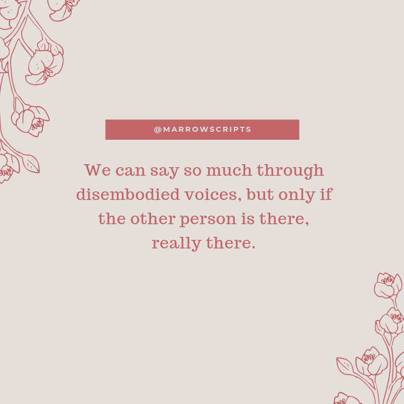 marrowscripts's tweet image. This new chapter of #TheMarrowScripts, "Listening in the Chaos" wonders how well we can communicate and heal through the phone.

Subscribe here to get it to your inbox: bit.ly/2MBluDm

Read it on the blog: bit.ly/2m8taBK