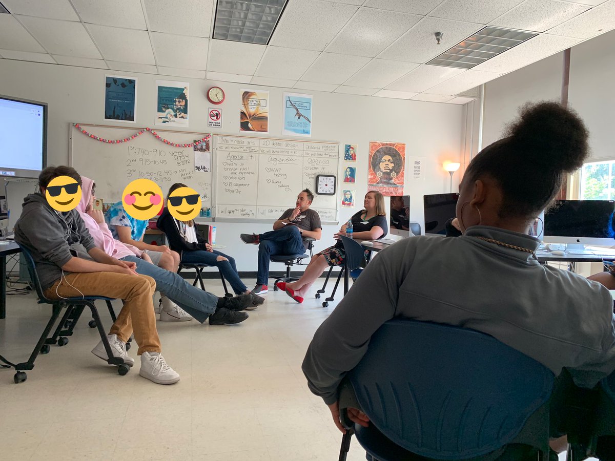 Fantastic discussion today about podcast production with our amazing business partner @yeslouisville & @AcademiesSHS @AcademiesofLou Graphic Design 🦅s. Pure magic is happening this year in 210. #WeComingForYou #WeAreJCPS #lovemyjob