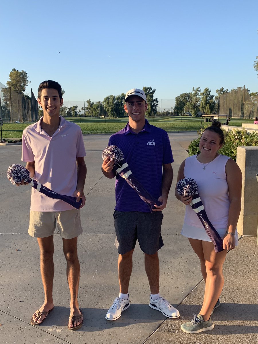 gcuclubgolf's tweet photo. Congrats Team Smerz! Tyler Smerz, Etha Wong and Chloe Graham win a 3 way playoff and grab the awesome @rockettour headcovers!  #nineholer #lopesrising #clubgolf https://t.co/xDlI1qUn3O