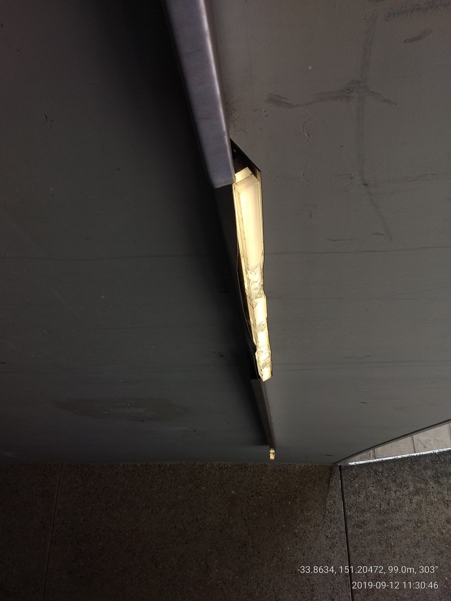 liwenyip's tweet photo. @cityofsydney LED lights (sadly) vandalised at Kent St Underpass, exact location 
https://t.co/MojCFIkYyK https://t.co/RDXJphzlFL