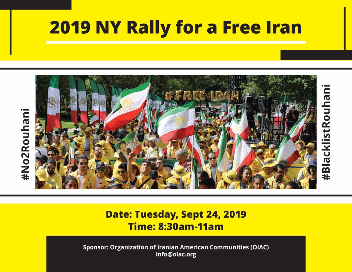 OrgIAC's tweet photo. Rouhani is no different than other terrorists within the criminal regime of Iran. Support the solidarity rally in #NYC on Sept 24th across UN for a #FreeIran. #No2Rouhani  #BlacklistRouhani @SecPompeo  @POTUS @FoxNews https://t.co/s224ijKktR