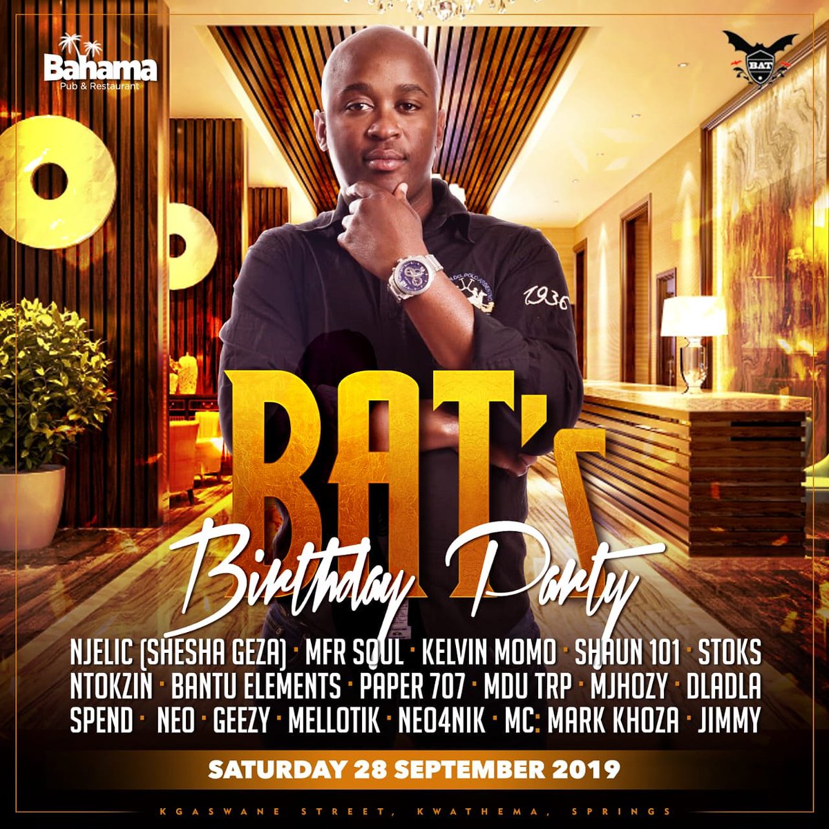 It's a pardy 28th September Bahama Free Entrance