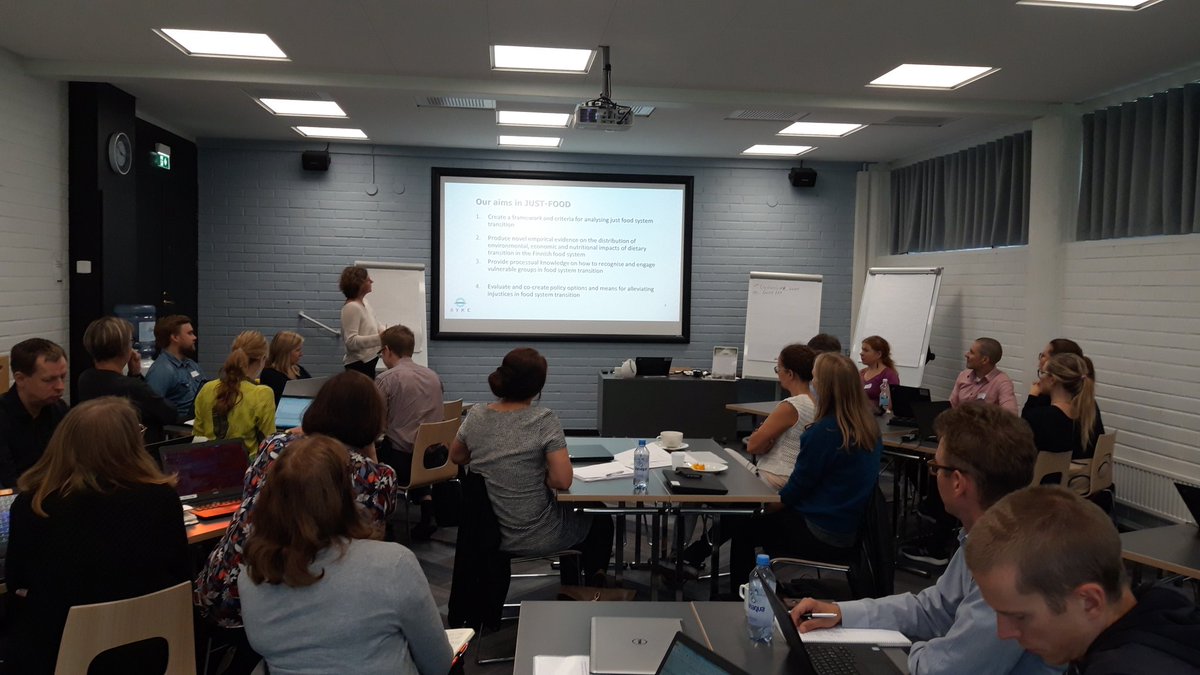justfood_stn's tweet photo. Kick-off for the #justfood project has officially started with @MinnaKaljonen! #ruokamurros #ruokajärjestelmä #foodsystem #strateginentutkimus @Akatemia_stn @SYKEinfo @e2_tutkimus https://t.co/0GexE0poNB