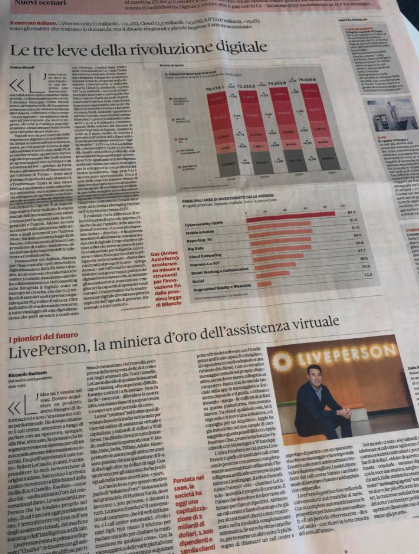 EY_Italy's tweet photo. #Cybersecurity #Cloud #IoT gli enabler della rivoluzione digitale di cui si parlerà il 4-6 ottobre a #EYCapri. Oggi su @sole24ore l'intervista a @RobLoCascio di @LivePerson sul futuro dell'#innovazione. #daleggere #rassegnastampa https://t.co/2Ja02kk0d6