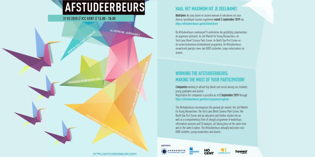 125 bedrijven hebben ondertussen hun plaats gereserveerd voor de volgende editie! Is uw bedrijf ook op zoek naar young potentials? Registreer dan snel! op=op #jobs #recruitment afstudeerbeurs.gent/nl/bedrijven/r…