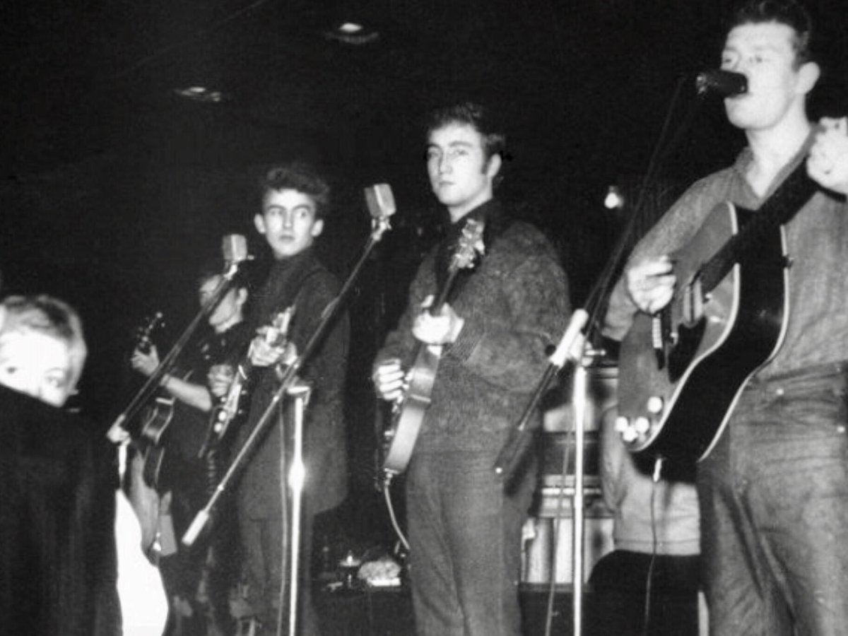 mikolato's tweet photo. With Tony Sheridan at the Top Ten Club Hamburg 1961 #TheBeatles #TonySheridan #StuartSutcliffe #toptenclub #Hamburg #1960s #sixties #beatleshamburg https://t.co/NqQyGOtzsX